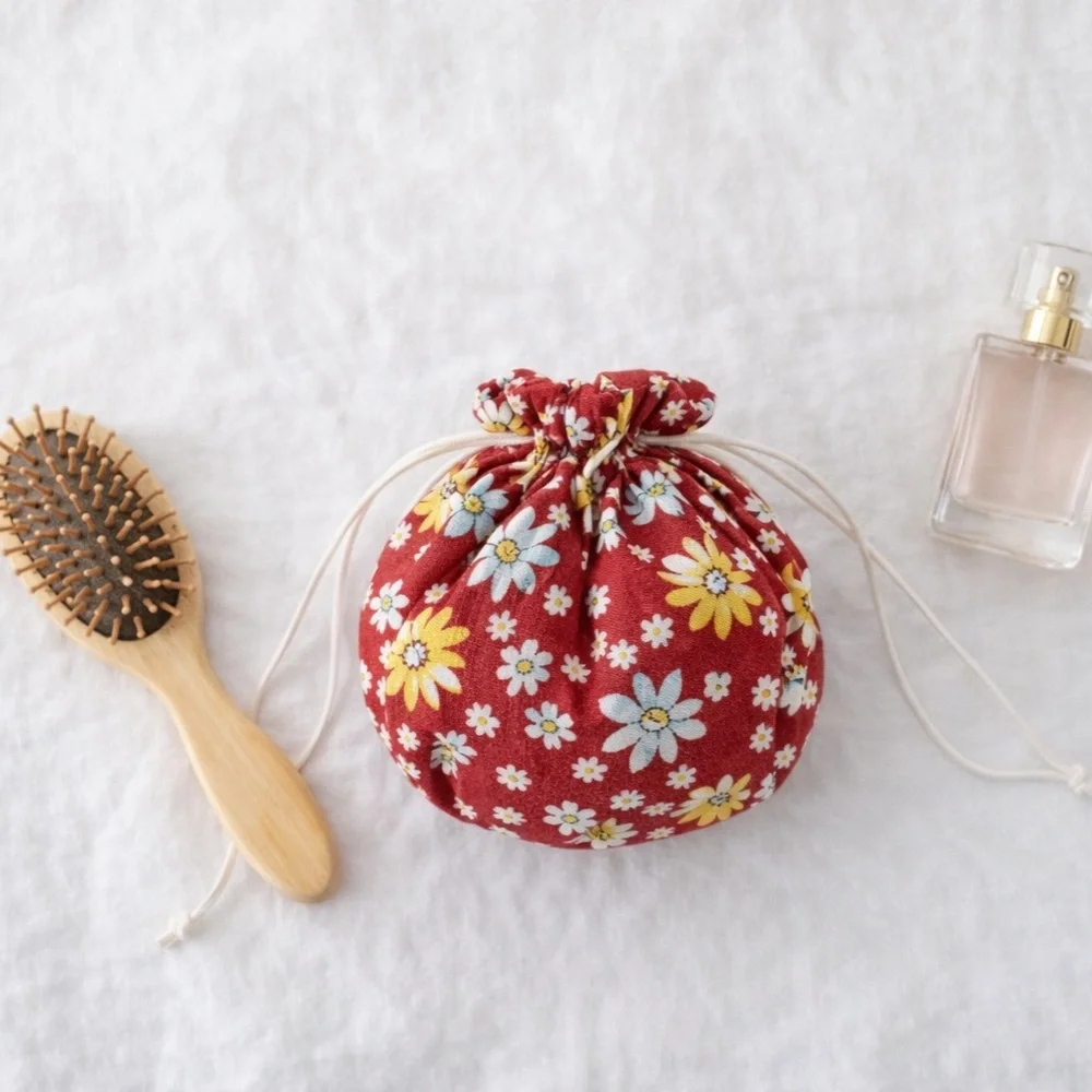 Fabric Jewelry & Makeup Pouch | Floral Drawstring Travel Holder